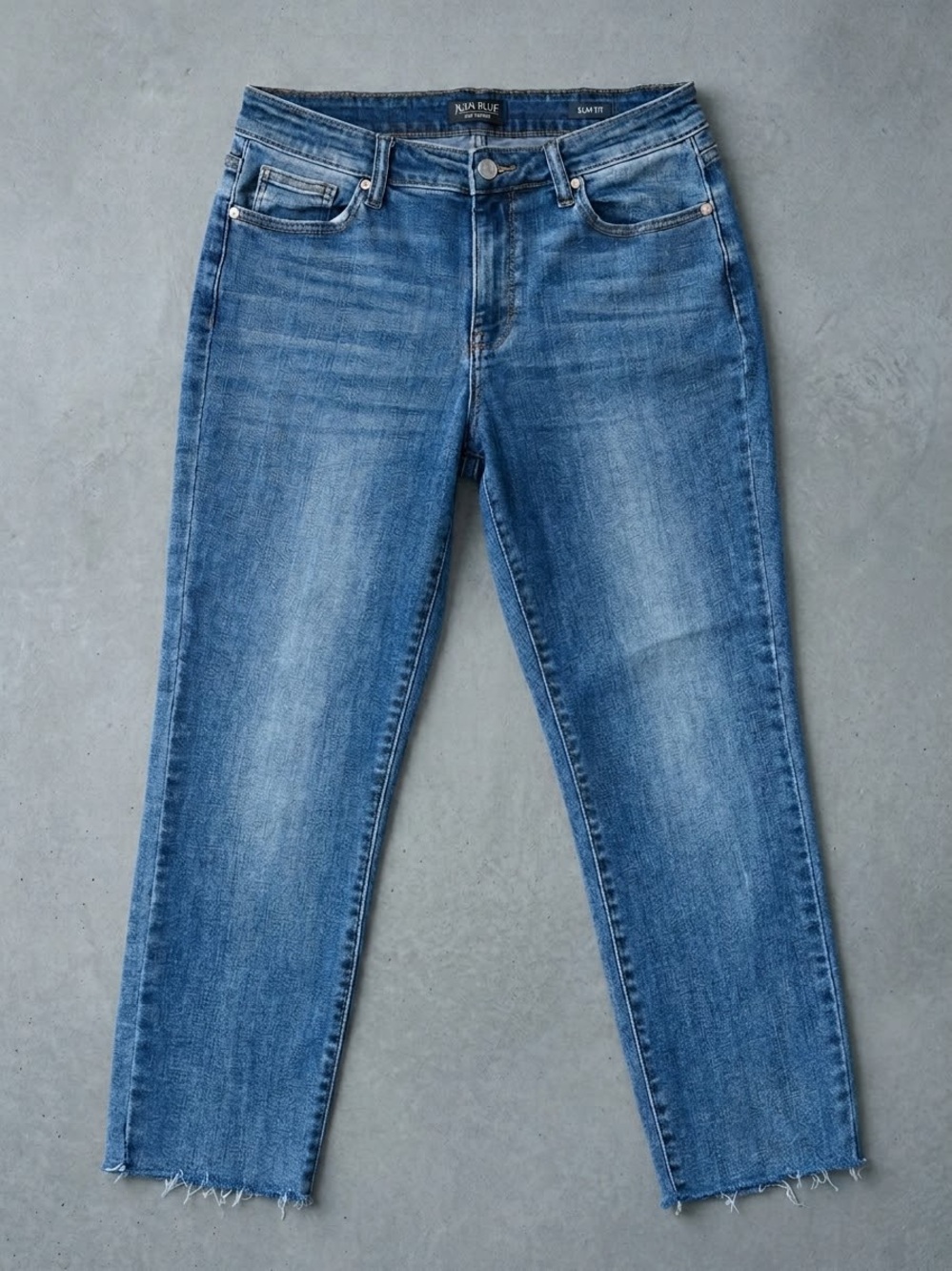 Judy Blue Slim Fit High Rise Raw Hem Straight Ankle Denim Jeans - Size 13/31
